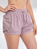 Shorts esportivos elásticos femininos, shorts com bolsos, leggings de duas peças para corrida e treinamento