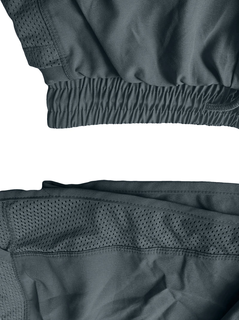 Shorts esportivos elásticos femininos, shorts com bolsos, leggings de duas peças para corrida e treinamento
