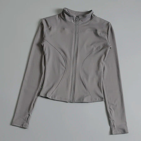 Jaquetas Esportivas Cropped com Zíper para Treinamento, Corrida, e Academia para Mulheres