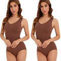 body modelador feminino marrom sem costura tecido macio ajuste confortável
