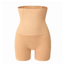 Cinta modeladora short cintura alta bege compressao abdominal feminina
